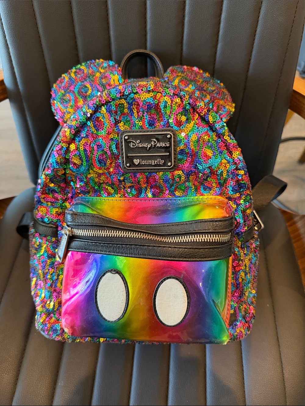 Disney Loungefly Rainbow Sequin Mini Backpack Rare